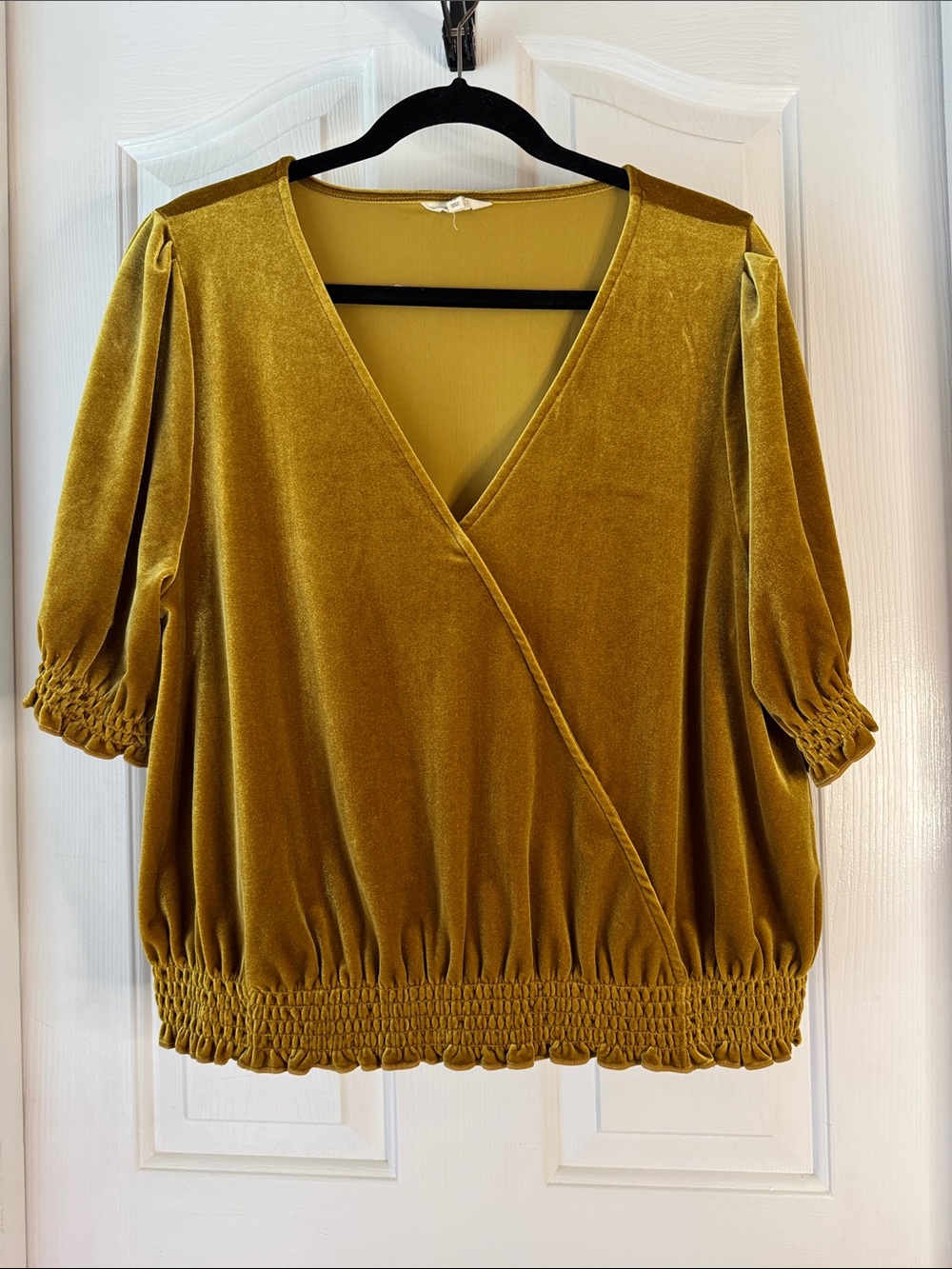 Madewell Chartreuse Velvet Surplice Top